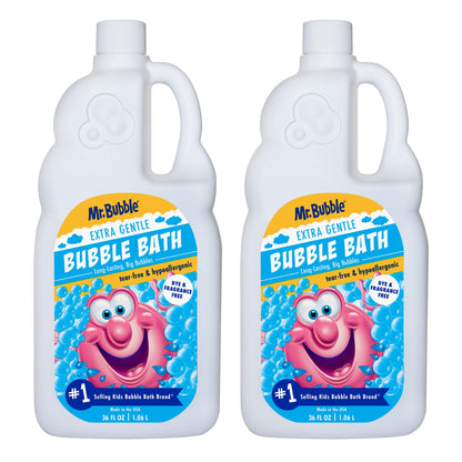 Mr. Bubble Extra Gentle Bubble Bath - Hypoallergenic, Tear Free Bubble Bath Solution Perfect for Sensitive Skin (Pack of 2 Bottles, 16 fl oz Each)