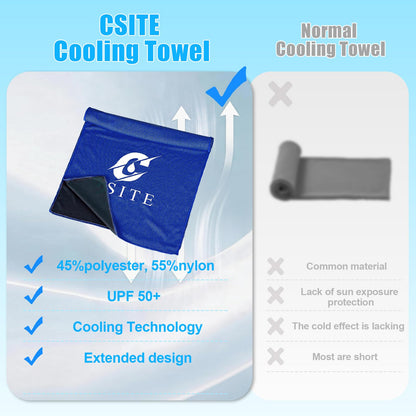 CSITE Cooling Towels (47"x12") for Neck and Face, Ice Towel for Hot Weather, Soft Breathable Chilly Gym Towels, Microfiber Towel for Work Out, Yoga, Running, Camping & More Activities（Green）