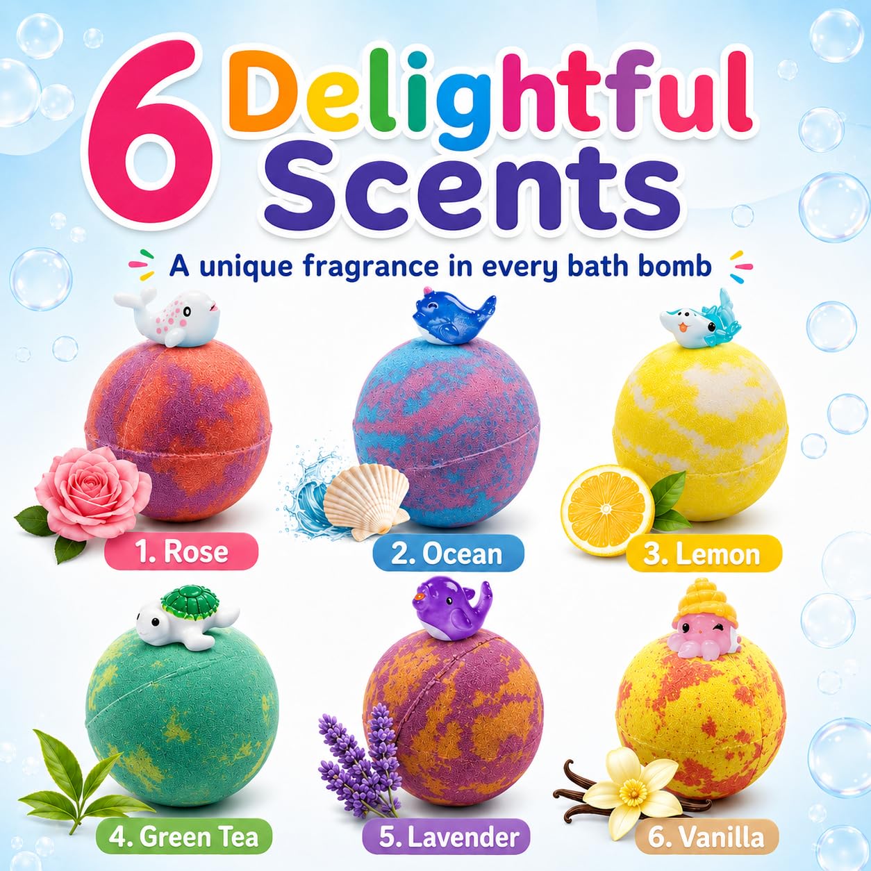 Bath Bombs with Toys Inside, 12 Pack Kids Bath Bombs with Surprise Inside, Play Fizz Bubble Bath Ball, Natural Organic Non Toxic Bath Bomb Gift Set for Boys Girls Toddler (Sea Animal)