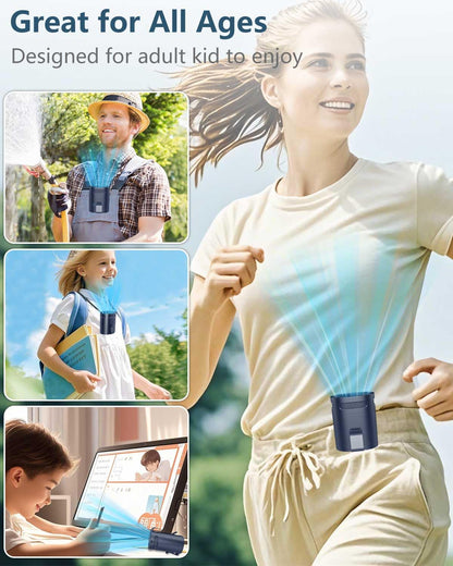 Neck Fan with Cooling Plate,5500mAh Rechargeable, Ultra Quiet Operation, 5 Speeds & 3 Cooling Modes, USB-C Fast Charging, LED Display Battery & Gear, Bladeless Fans that Blow Cold Air for Travel Blue