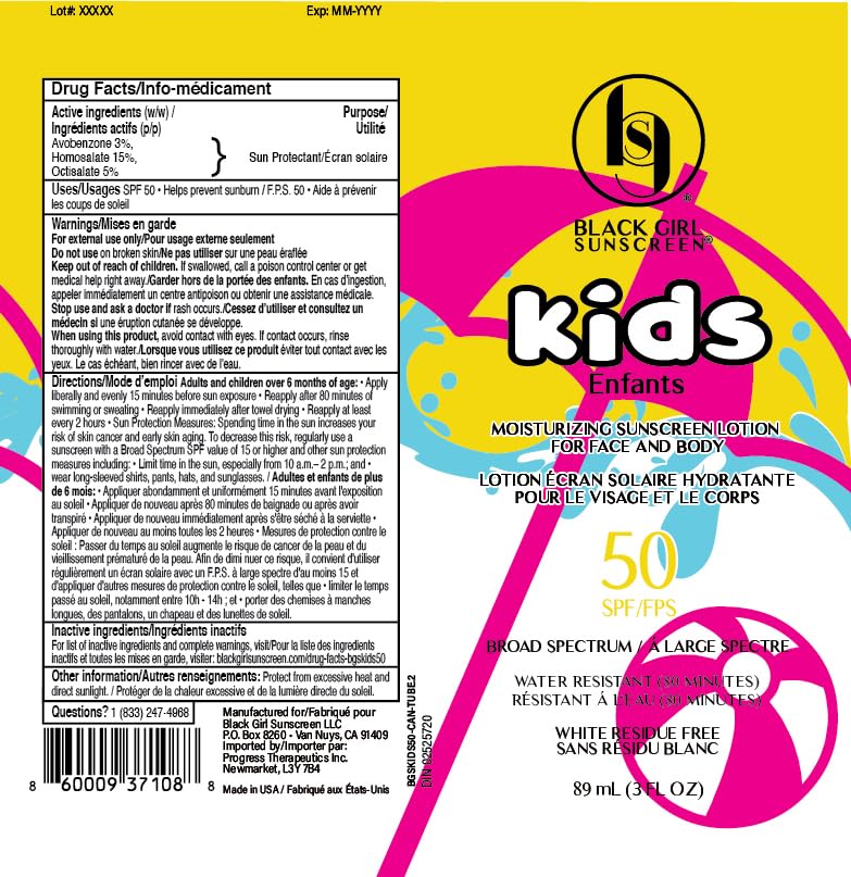 Black Girl Sunscreen Kids SPF 50 Lotion for Face & Body- Sun Protection for Skin, Kids Sunscreen, Water Resistant for 80 Minutes, Ideal for Beach & Travel, No White Cast for Melanin Rich Skin- 6 fl oz