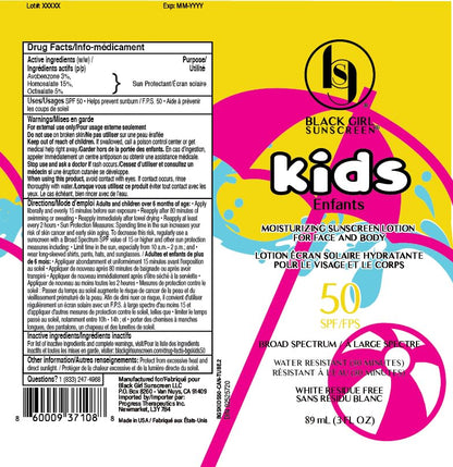 Black Girl Sunscreen Kids SPF 50 Lotion for Face & Body- Sun Protection for Skin, Kids Sunscreen, Water Resistant for 80 Minutes, Ideal for Beach & Travel, No White Cast for Melanin Rich Skin- 6 fl oz