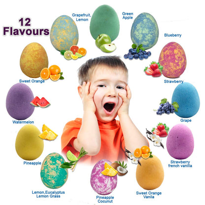 Bath Bombs for Kids with Surprise Toys Inside Plus Dinosaur Puzzle - Set of 9 Organic Dino Egg Bath Bombs, Gentle and Kids Safe, Fizzy Balls with Rich Bubbles, Birthday Gifts for Boys, Girls