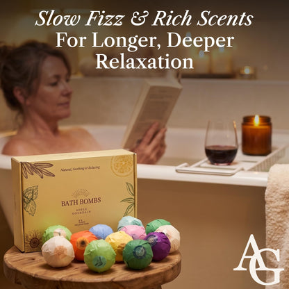 XXXL Bath Bombs for Women Gift Set, 7 Pack, Spa Scents, Adelegourdain | 7 Scents - Arrives in Gift Box - XXXL (200g) - Long-lasting Fizz & Scent - Non-Staining - For Birthdays, Mothersday and More