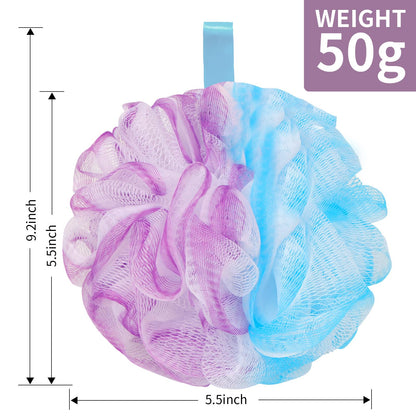 FARMOGA Bath Loofah Sponge Body Scrubber Shower Sponge Exfoliating Mesh Pouf Shower Ball Bath Sponges for Women and Men Bathing Accessories (4Pack 50G Colorful)