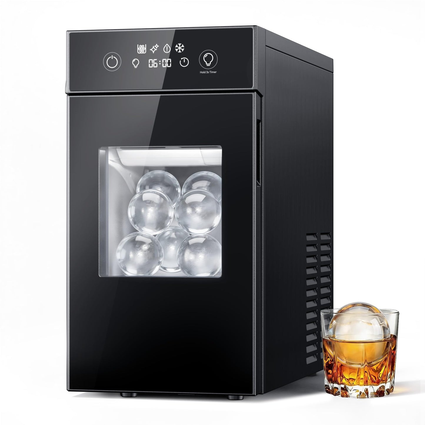 Crescent Ice Maker Countertop, 35Lbs/24H, Clear Ice Maker with Self-Cleaning & Timer, 16 Crystal-Clear Ice in 12 Mins, Countertop Ice Makers for Home, Office or Party