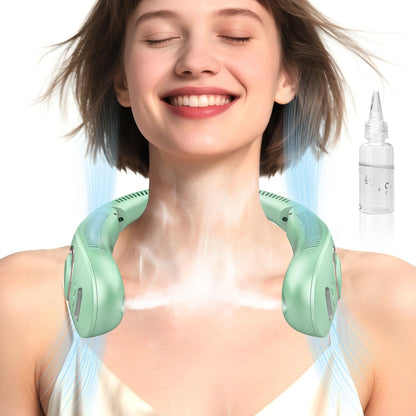 FWV Neck Fan with Cooling Plate, Quiet 30dB, 3-24Hrs Cooling,5500mAh Battery,LED Display Necklace AC Cooler, USB Bladeless Portable Personal Wearable Fans that Blow Cold Air for Men Women Kids Black