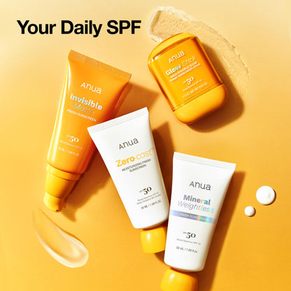 Anua Mineral Weightless Finish Sunscreen SPF 50, Broad Spectrum, Zinc-Based for Sensitive Skin, Lightweight Hydrating Lotion Texture, Under Makeup, Korean Skincare, 1.69 fl oz