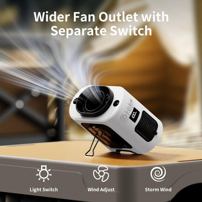 Socool 10000mAh Portable Waist Fan Clip on Wearable Belt Personal Fan Rechargeable Battery operated With 5 Speeds & Flashlight Neck Hands-Free 40H Cooling For Outdoor Camping Travel (Black)