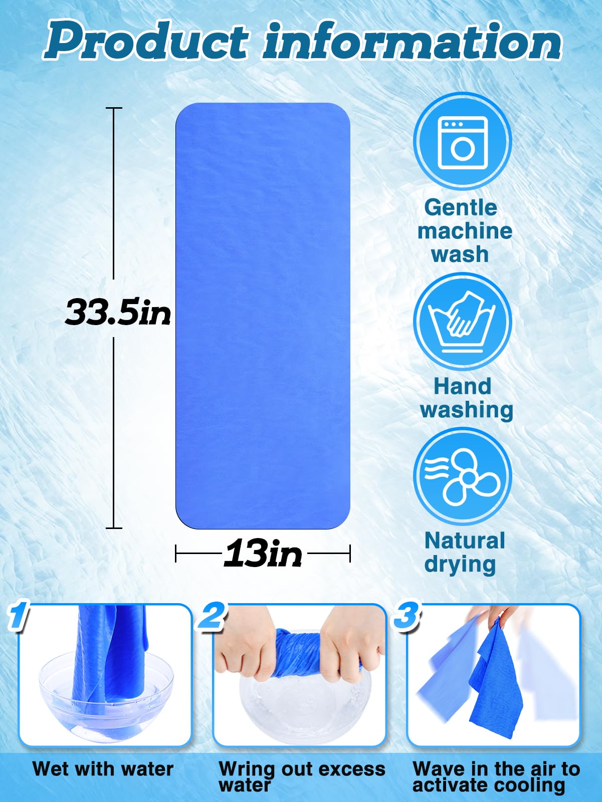 Cosweet PVA Cooling Towels - Quick Chilly Gym Towel Lasts 5 Hours for Neck and Face Hot Weather, Highly Absorbent, UPF 50+ for Outdoor Workout Sports Golf (2Pcs 33.5" x 13", Grey)