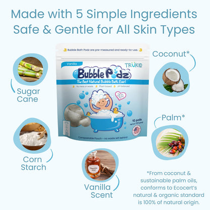 TruKid Bubble Podz Bubble Bath for Kids, Toddlers, & Babies, Tear Free Gentle & Refreshing Bath Bomb for Sensitive Skin with Natural Moisturizers, Non-Toxic, pH Balanced, Lavender Scent (24 Podz)