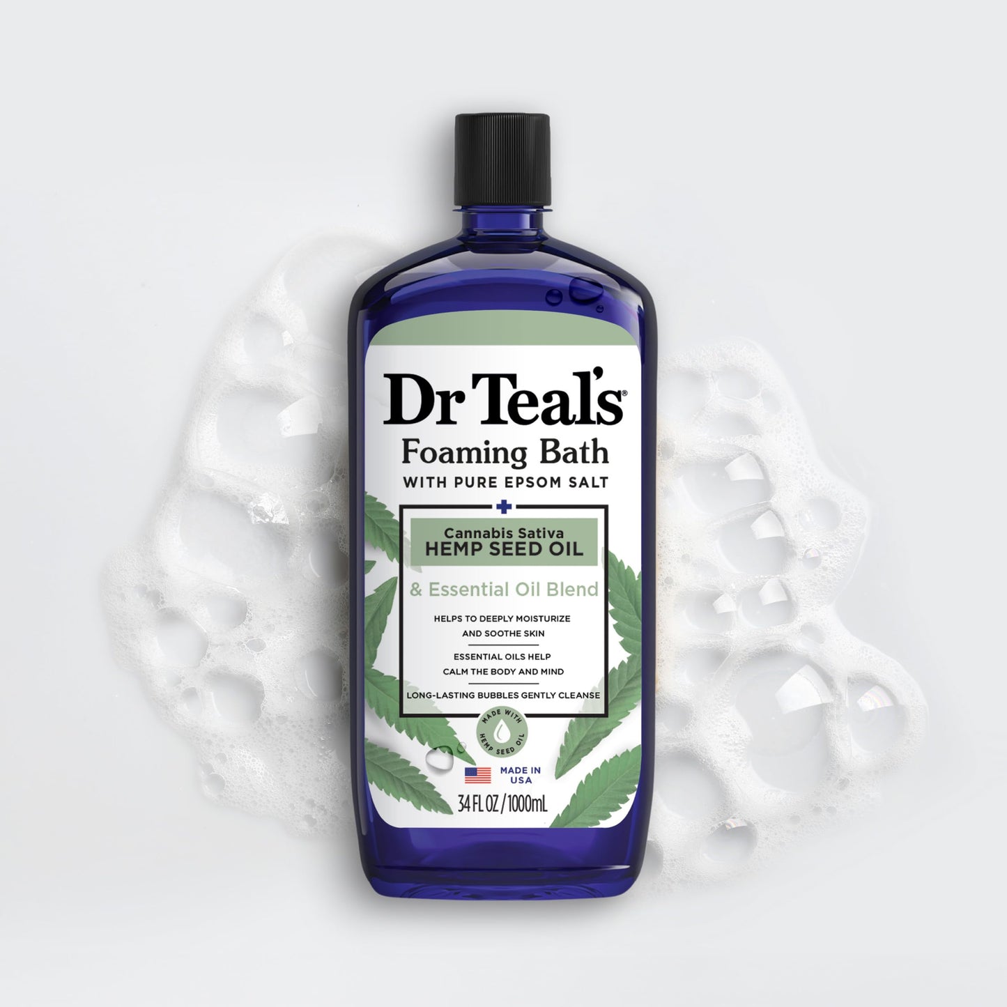 Dr Teal's Foaming Bath with Pure Epsom Salt, Soothe & Sleep with Lavender, 34 fl oz (Pack of 2)