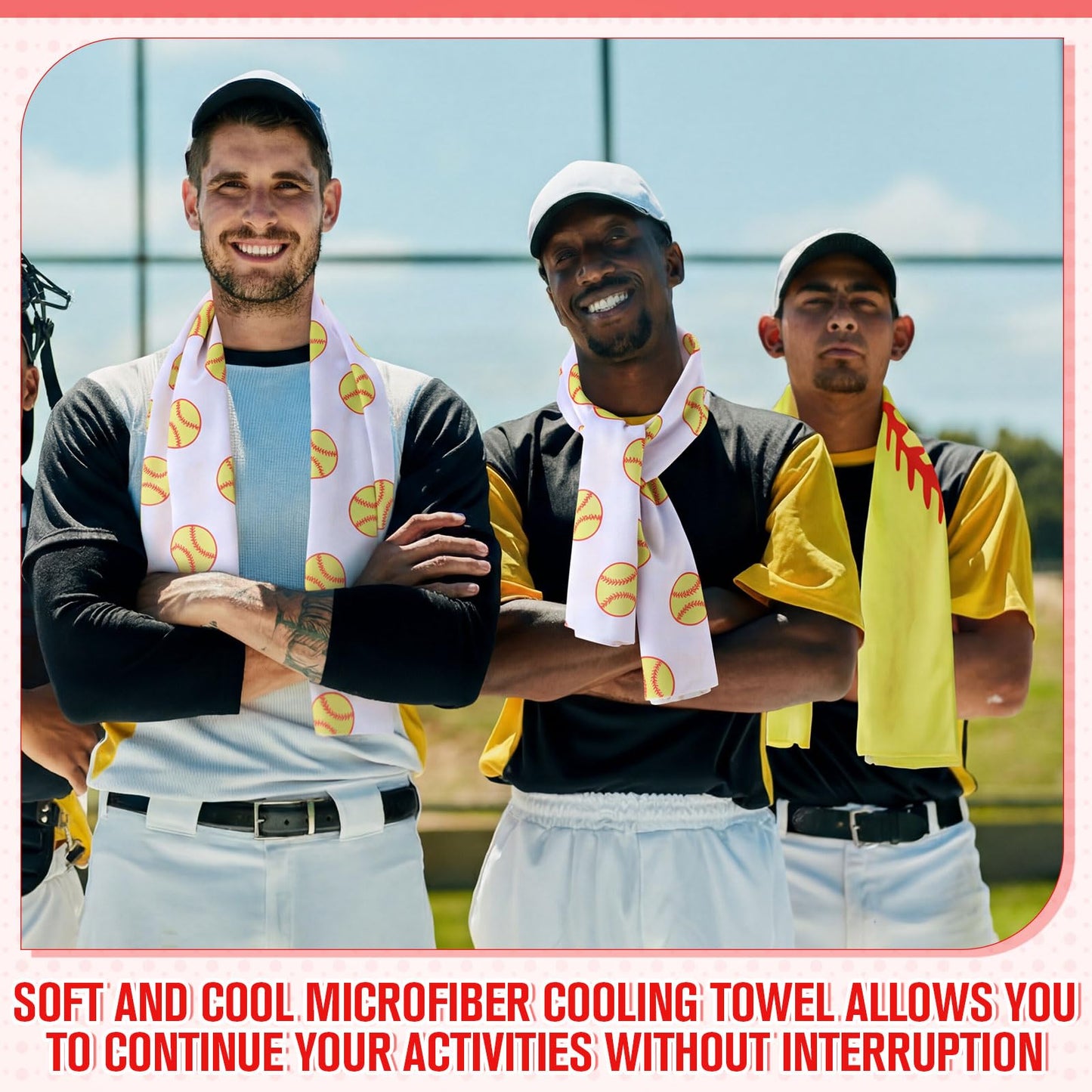 Mindsoft 12 Set Softball Cooling Towels for Sports Team Gifts with Carrying Pouch 30 x 9 Inch Softball Towels Bulk Microfiber Ice Cooling Rags for Birthday Party Favors Swag Bag Stuffers