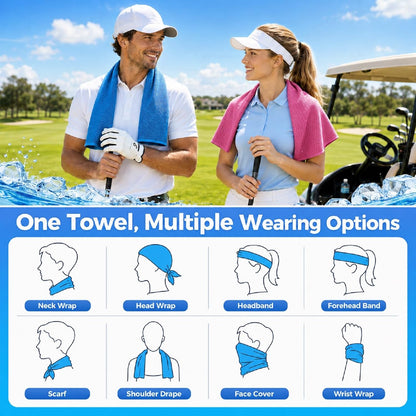 PJT Cooling Towels for Neck and Face, 40" x 12" Ice Silk Microfiber Towels for Hot Weather Outdoor Golf, Instant Cool Touch Breathable Sports Towels for Gym, Running, Yoga, Camping, 4 Pack