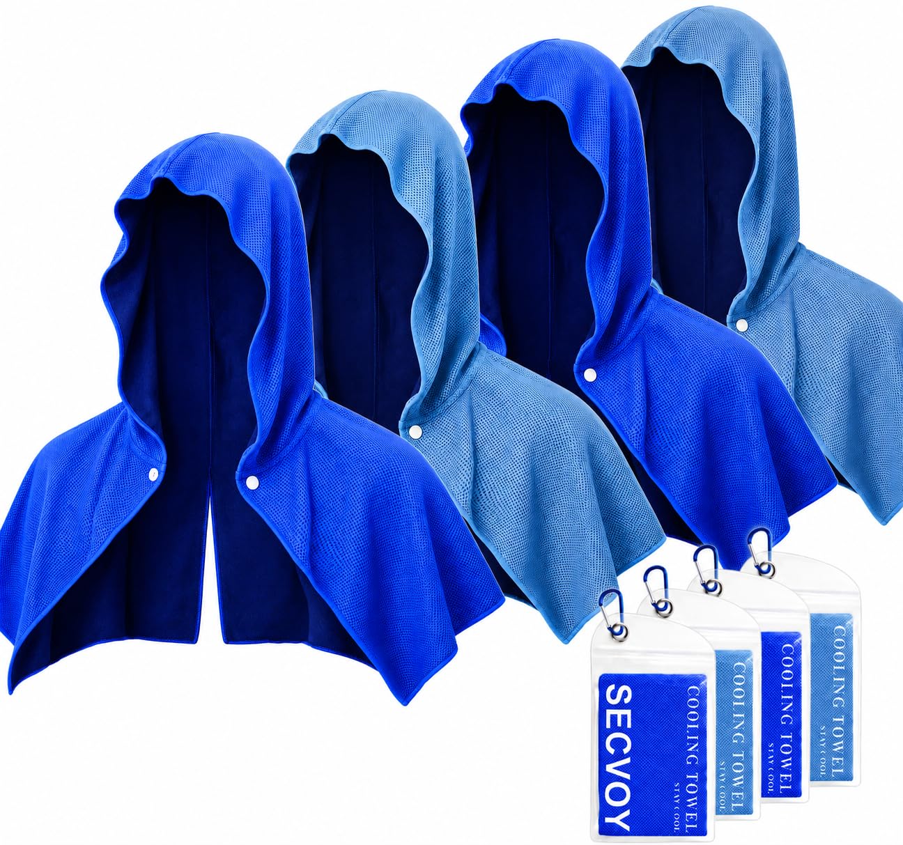 3 Pack Cooling Hoodie Towels for Neck and Face, UPF 50 Sun Protection & Instant Cooling Towels for Hot Weather, Soft Breathable Towel for Work Out, Sport, Gym, Camping & More Activities