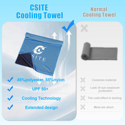 CSITE Cooling Towels (47"x12") for Neck and Face, Ice Towel for Hot Weather, Soft Breathable Chilly Gym Towels, Microfiber Towel for Work Out, Yoga, Running, Camping & More Activities（Green）