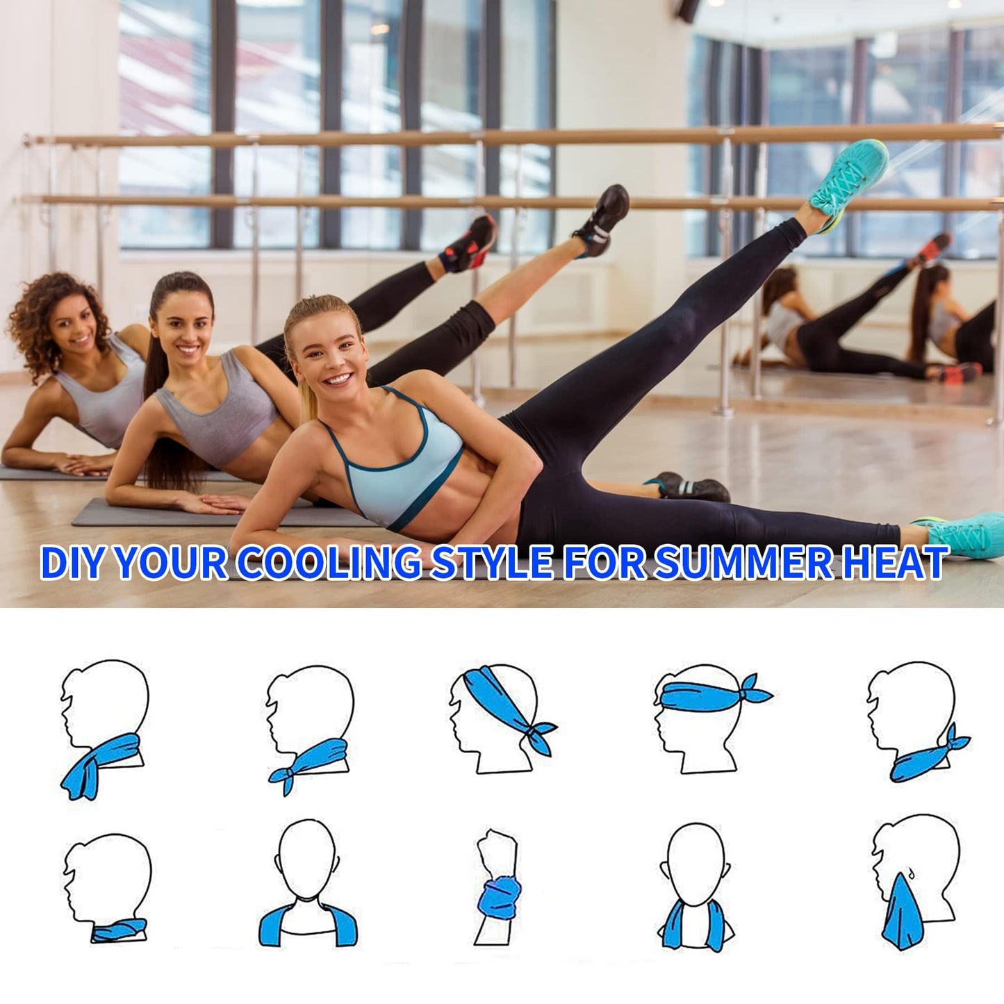 4 Packs Cooling Towels for Neck and Face(40"x 12"), Cool Sweat Towels for Hot Weather, Cooling Towels for Athletes, Lightweight Soft Breathable Towels for Yoga, Sport, Workout, Running, Gym, Camping