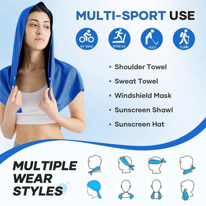 Cooling Rags for Neck: UPF50 Cooling Hoodie Towel with Case 2 Packs | Quick Dry, Chemical-free, Breathable, Soft, Portable, Cooling Towels for Face Hot Weather Workout Baseball Softball Sport