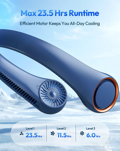 Gaiatop Portable Neck Fan Rechargeable, Hands-Free Cooling, 23.5hrs Runtime, Battery Powered Personal Wearable Fan Quiet, Summer Outdoor Travel Essentials, Birthday Gifts for Women Men Teens, Black
