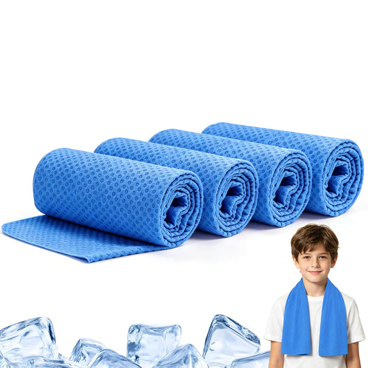BobbleT Kids PVA Cooling Towels 4 Pack (30"x9") - Mini Instant Ice Cooling Towels for Neck & Face with UPF 50+ Sun Protection, Reusable Summer Heat Relief for Outdoor Activities, Pink
