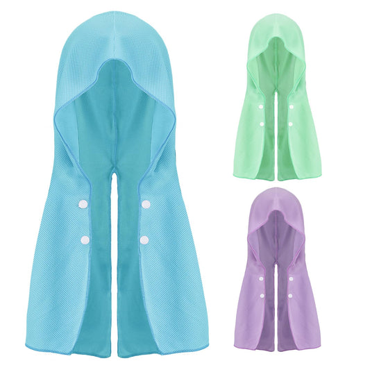 Acostop 3 Pcs Long Lasting Cooling Hoodie Towels for Neck and Face- Absorbent & Quick Drying Cooling Towel Wraps for Women, Sun Protection in Summer Extreme Heat Hot Weather (Blue, Purple, Pink)