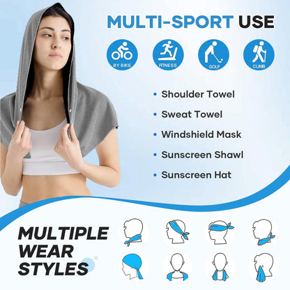 Cooling Rags for Neck: UPF50 Cooling Hoodie Towel with Case 2 Packs | Quick Dry, Chemical-free, Breathable, Soft, Portable, Cooling Towels for Face Hot Weather Workout Baseball Softball Sport