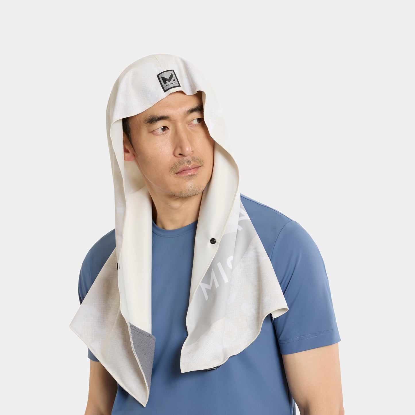 MISSION Max Plus Cooling Hoodie Towel- Hood Towel, Cools Instantly When Wet, UPF 50 Sun Protection, Contours Your Head to Stay in Place, Great for Sports, Fitness, Gym (White Camo)
