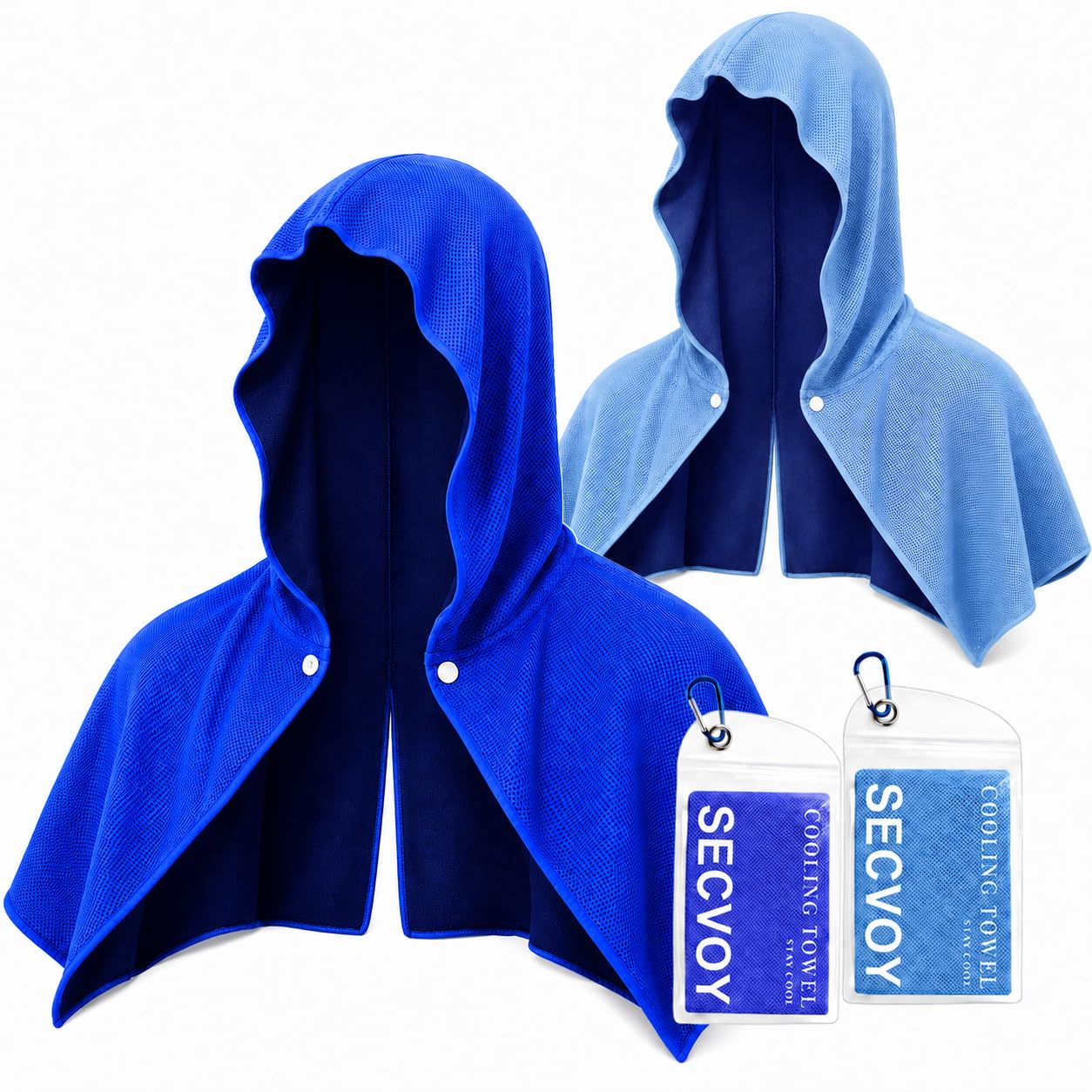 3 Pack Cooling Hoodie Towels for Neck and Face, UPF 50 Sun Protection & Instant Cooling Towels for Hot Weather, Soft Breathable Towel for Work Out, Sport, Gym, Camping & More Activities