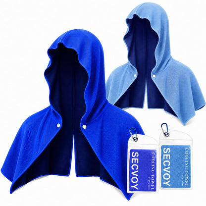 3 Pack Cooling Hoodie Towels for Neck and Face, UPF 50 Sun Protection & Instant Cooling Towels for Hot Weather, Soft Breathable Towel for Work Out, Sport, Gym, Camping & More Activities