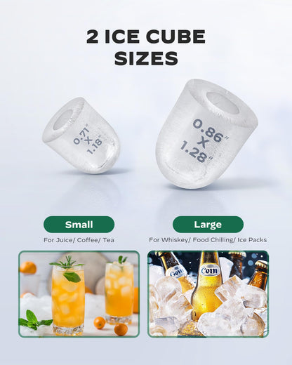 Ice Maker Countertop, Portable Ice Machine Ready in 6 Minutes with 9 Cubes 26LBS in 24H, Self-Cleaning with Ice Scoop and Basket, Two Sizes of Bullet Ice for Home Kitchen Office, Bar and Parties