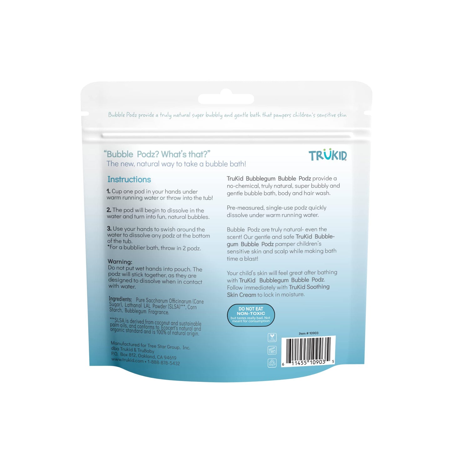 TruKid Bubble Podz Bubble Bath for Kids, Toddlers, & Babies, Tear Free Gentle & Refreshing Bath Bomb for Sensitive Skin with Natural Moisturizers, Non-Toxic, pH Balanced, Lavender Scent (24 Podz)