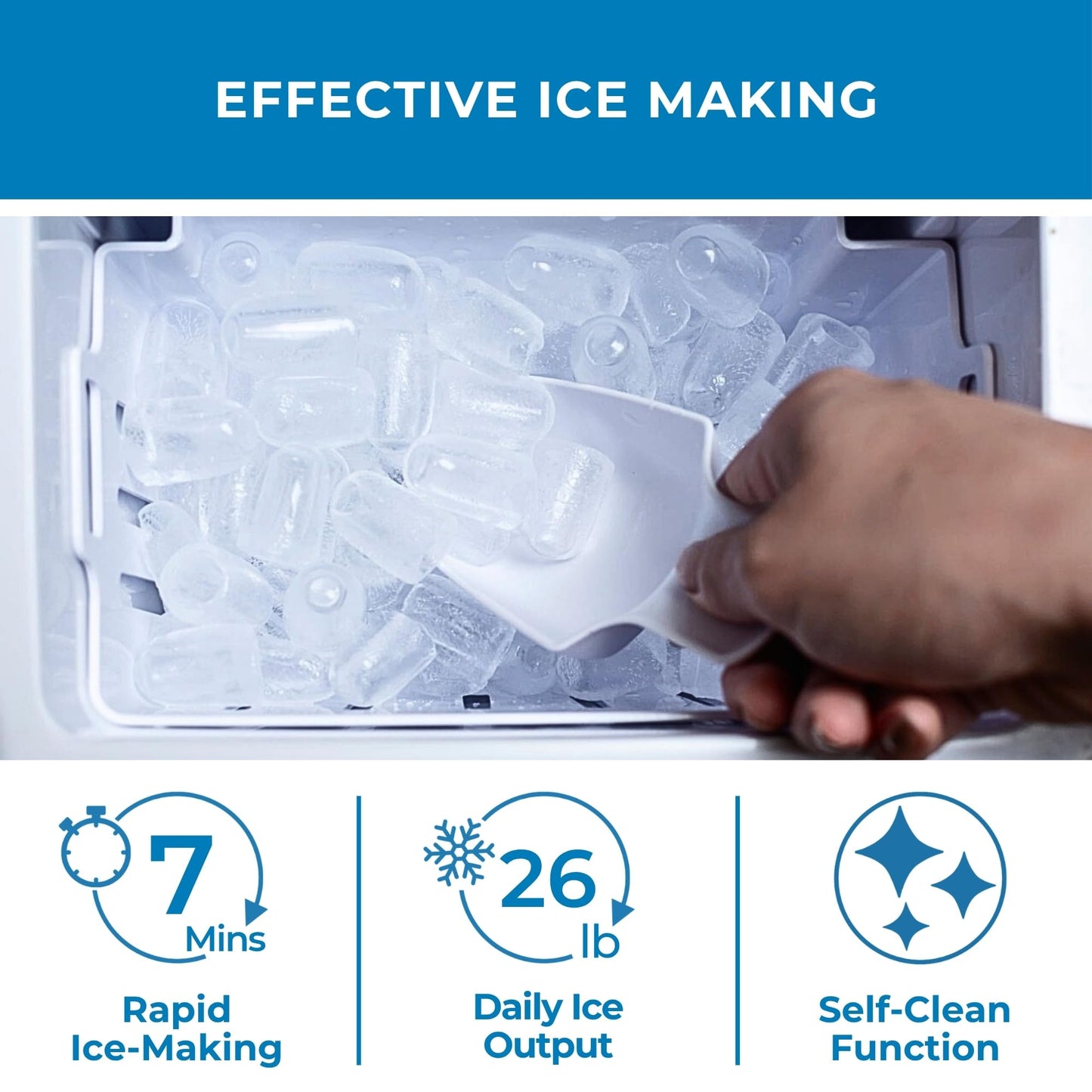 Kenmore Countertop Ice Maker Nugget Machine – Portable Self-Cleaning Máquina de Hacer Hielo para Casa, Crunchy Chewable Pebble Ice, 40lb/24hr Capacity, Stainless Steel