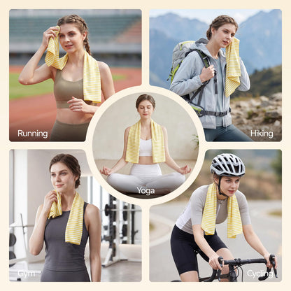 RDEKISS 4 Pack Cooling Towels for Hot Weather (40"x12"), Ice Cool Neck Towel, Soft Breathable Microfiber for Gym, Sport, Running, Yoga, Workout - Gray