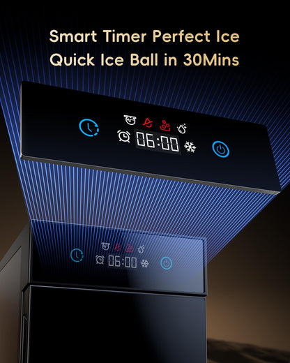ecozy 2" Clear Ice Ball Maker Countertop with CrystalFlux Technology, 4 pcs in 40 Mins, 144 pcs/Day, Sphere Ice Maker with Automatic Water Supply, Self-Cleaning, Enhanced Insulation for Whiskey Bar