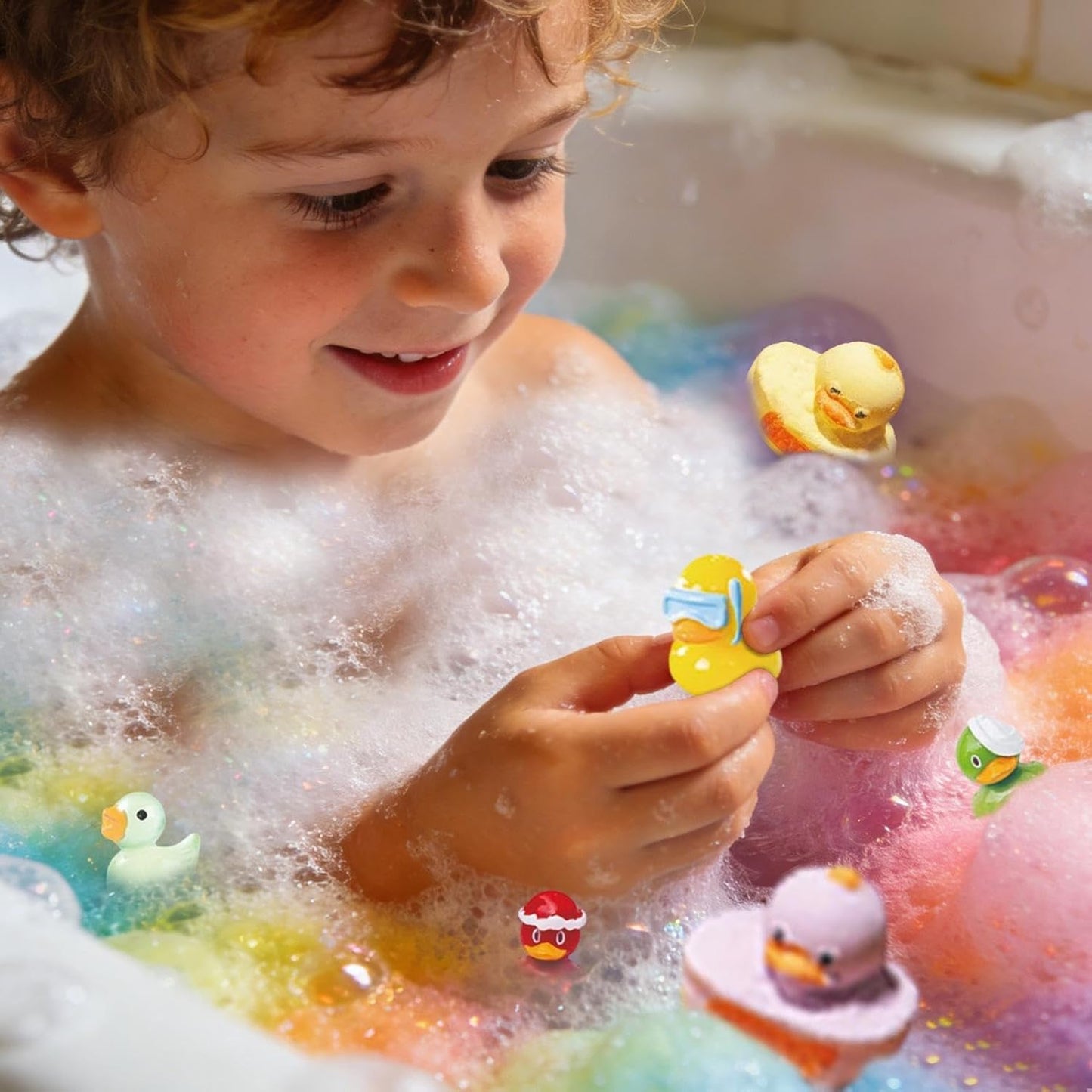 12pcs Bathbombs for Kids, Bathbombs Gift Set, Handmade Fizzy Bubble Bathbomb with Duck Toys Inside, Natural Bubble Baths Balls to Moisturize Dry Skin, Birthday Christmas Easter Gift for Girls Boys