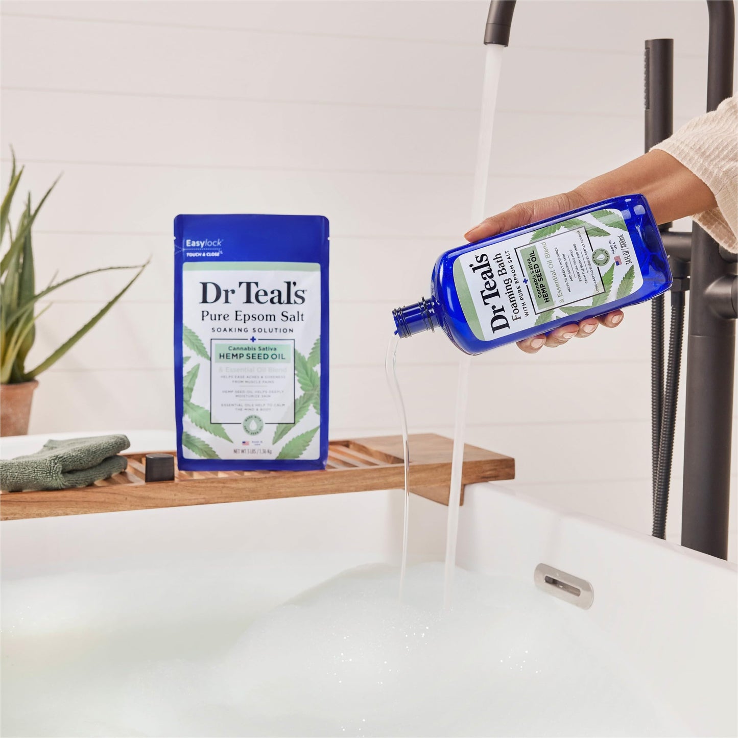 Dr Teal's Foaming Bath with Pure Epsom Salt, Soothe & Sleep with Lavender, 34 fl oz (Pack of 2)