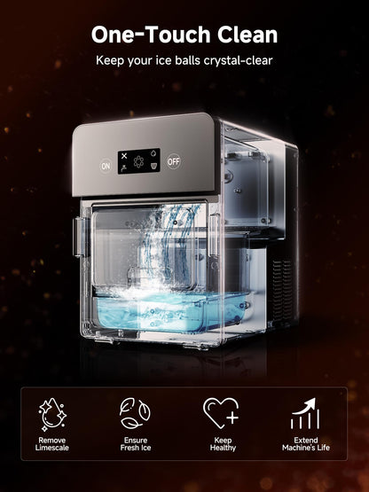 Crescent Ice Maker Countertop, 35Lbs/24H, Clear Ice Maker with Self-Cleaning & Timer, 16 Crystal-Clear Ice in 12 Mins, Countertop Ice Makers for Home, Office or Party