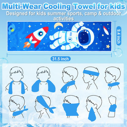 BobbleT 4 Pack Kids Cooling Towels, 30" x 9", Mini Cooling Towels for Neck and Face, Soft Breathable Cooling Neck Wraps for Girls, Ideal for Sports, School, Summer Camp & Outdoor Use