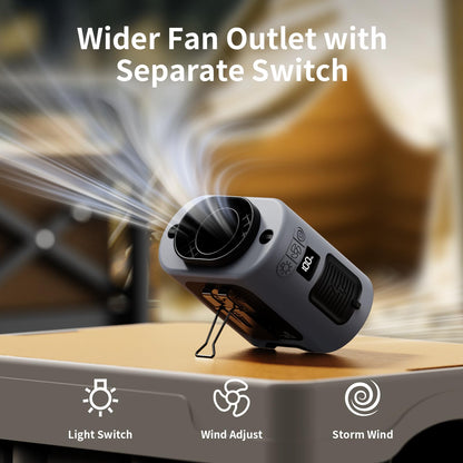 Socool 10000mAh Portable Waist Fan Clip on Wearable Belt Personal Fan Rechargeable Battery operated With 5 Speeds & Flashlight Neck Hands-Free 40H Cooling For Outdoor Camping Travel (Black)