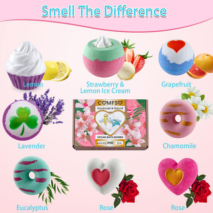 10 Bath Bombs for Kids, Bath Bomb Gift Set, Natural Bubble Bathbombs, Shea Butter Dry Skin Moisturize, Fizzy Spa Bath for Her Mom Women Kids Girls Girlfriend, Birthday, Mothers Day Gifts