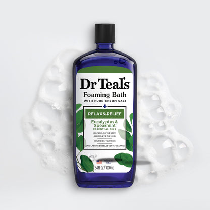 Dr Teal's Foaming Bath with Pure Epsom Salt, Soothe & Sleep with Lavender, 34 fl oz (Pack of 2)