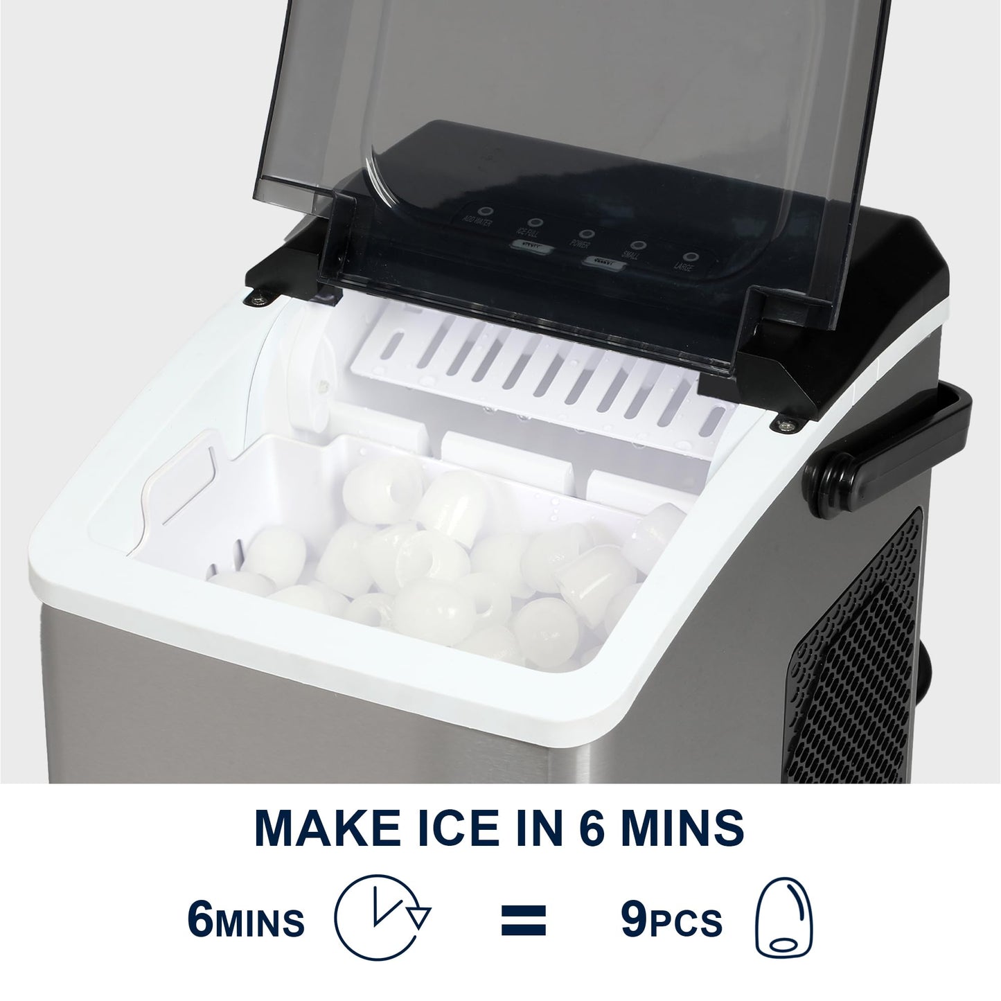 Kenmore Countertop Ice Maker Nugget Machine – Portable Self-Cleaning Máquina de Hacer Hielo para Casa, Crunchy Chewable Pebble Ice, 40lb/24hr Capacity, Stainless Steel