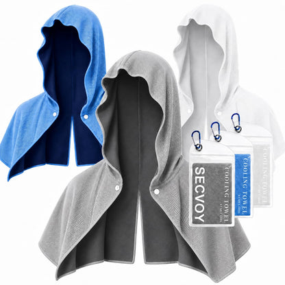 3 Pack Cooling Hoodie Towels for Neck and Face, UPF 50 Sun Protection & Instant Cooling Towels for Hot Weather, Soft Breathable Towel for Work Out, Sport, Gym, Camping & More Activities