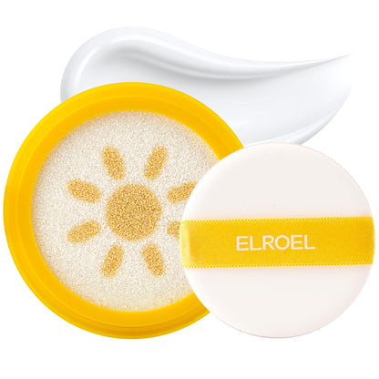 ELROEL Pang Pang Sun Cushion Plus - Broad Spectrum SPF 50 Face Sunscreen with 72-Hour Hydration & Cooling Effect - Sweat, Sand, Dirt & Water-Resistant - Hypoallergenic Korean Skin Care 0.53 oz