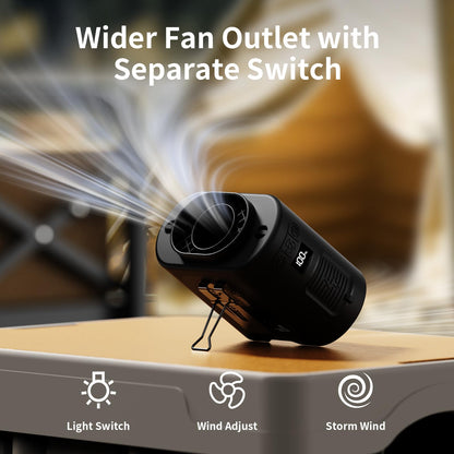 Socool 10000mAh Portable Waist Fan Clip on Wearable Belt Personal Fan Rechargeable Battery operated With 5 Speeds & Flashlight Neck Hands-Free 40H Cooling For Outdoor Camping Travel (Black)