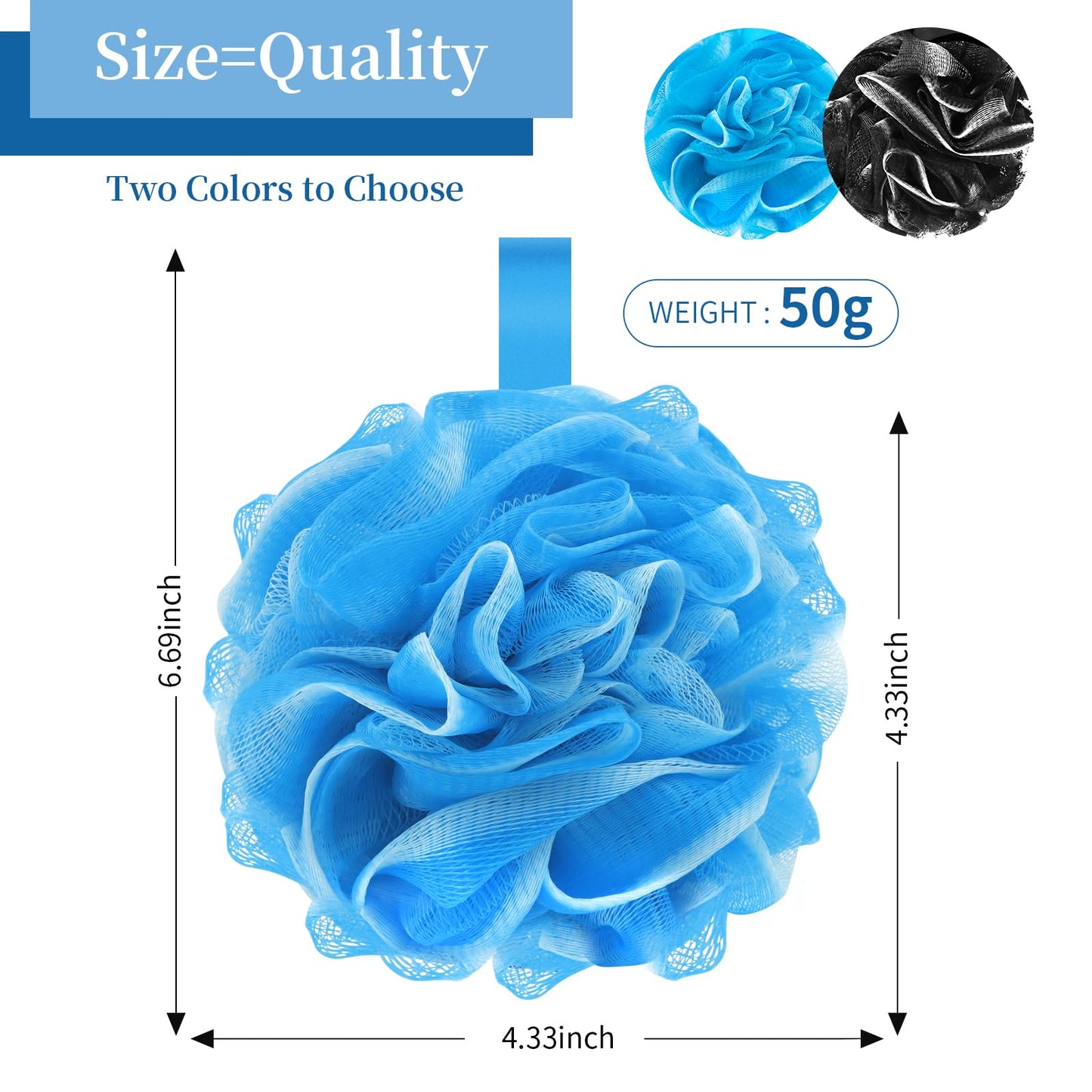 FARMOGA Bath Loofah Sponge Body Scrubber Shower Sponge Exfoliating Mesh Pouf Shower Ball Bath Sponges for Women and Men Bathing Accessories (4Pack 50G Colorful)