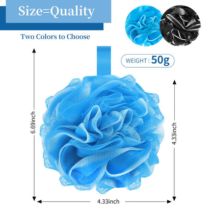 FARMOGA Bath Loofah Sponge Body Scrubber Shower Sponge Exfoliating Mesh Pouf Shower Ball Bath Sponges for Women and Men Bathing Accessories (4Pack 50G Colorful)