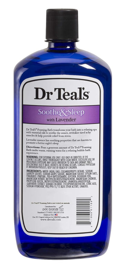 Dr Teal’s Foaming Bath with Pure Epsom Salt, Soothe & Sleep with Lavender, 34 Ounces (Packaging May Vary)