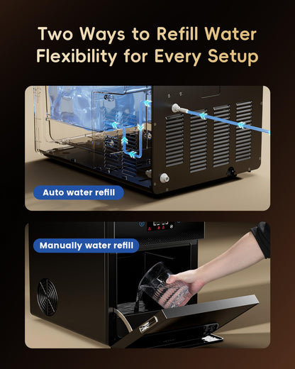 ecozy 2" Clear Ice Ball Maker Countertop with CrystalFlux Technology, 4 pcs in 40 Mins, 144 pcs/Day, Sphere Ice Maker with Automatic Water Supply, Self-Cleaning, Enhanced Insulation for Whiskey Bar