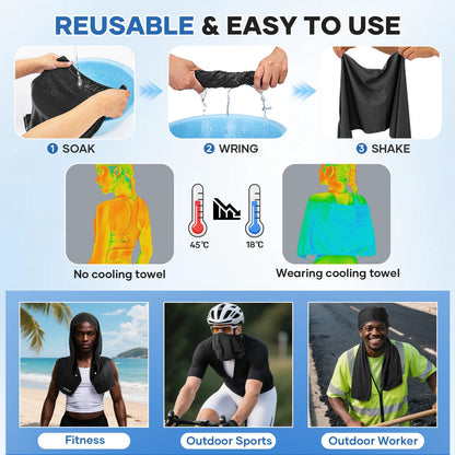 Cooling Rags for Neck: UPF50 Cooling Hoodie Towel with Case 2 Packs | Quick Dry, Chemical-free, Breathable, Soft, Portable, Cooling Towels for Face Hot Weather Workout Baseball Softball Sport